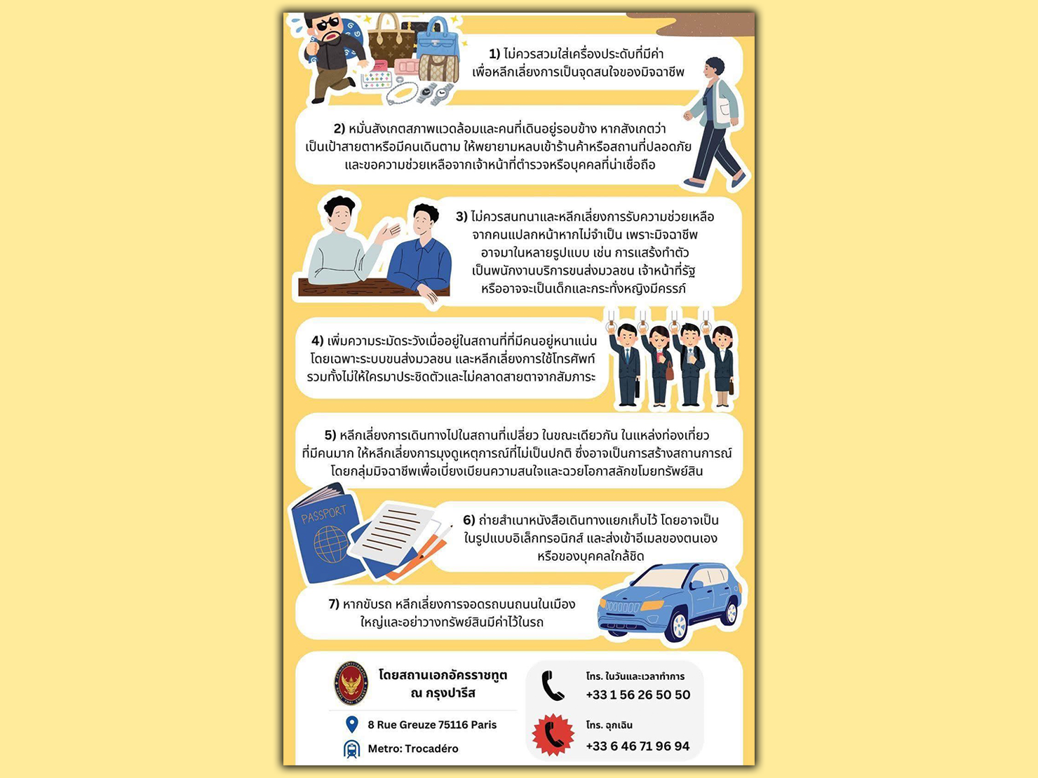 *** ข้อควรปฏิบัติเพื่อการท่องเที่ยวในฝรั่งเศสอย่างปลอดภัย ***